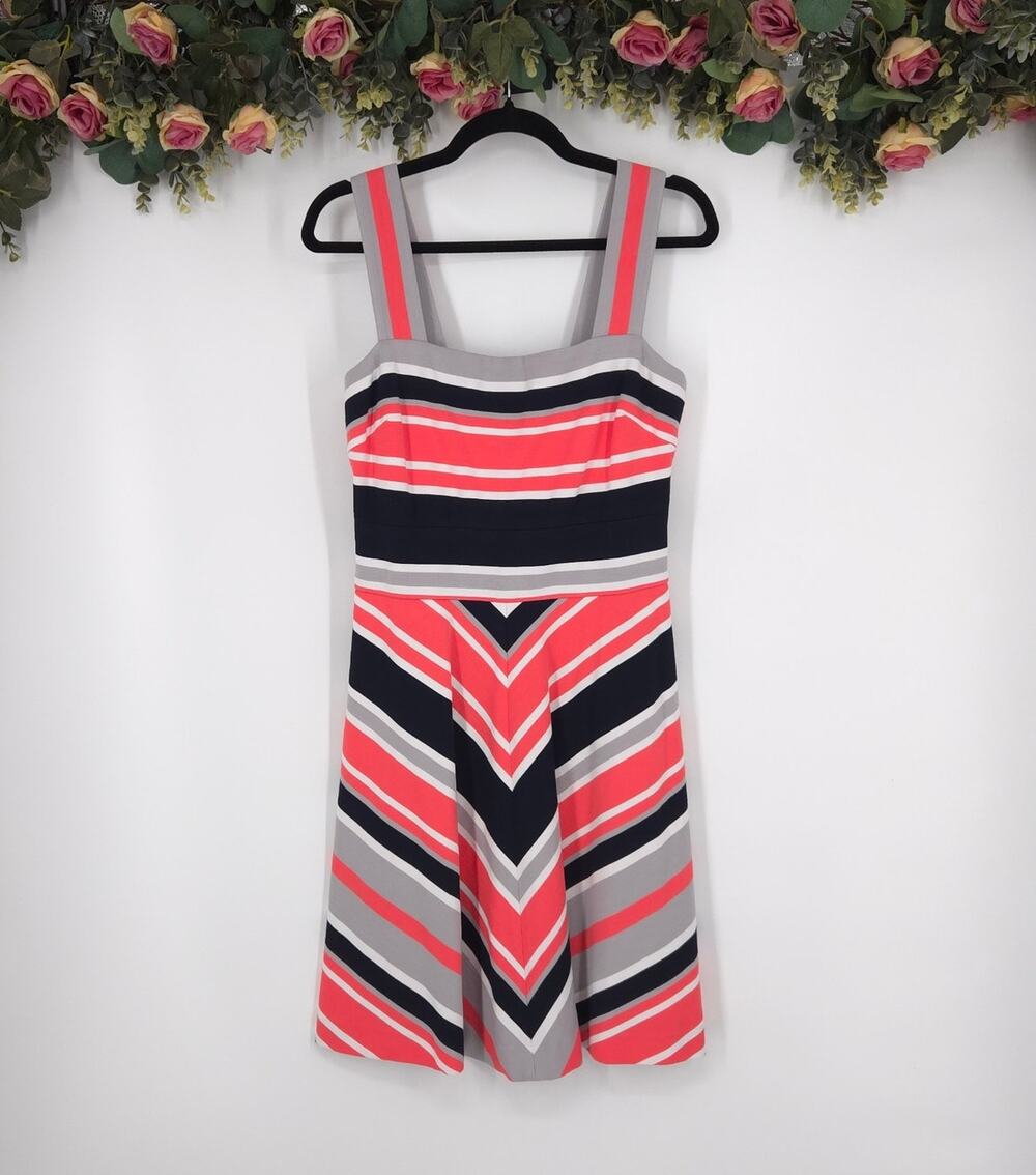 Banana Republic Women’s Milly Collection Coral Striped Fit & Flare Dress Size 8